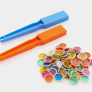 Set palas magnéticas con monedas translúcidas