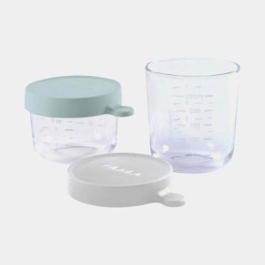2 Tarritos Cristal 150/250ml Gris – Celeste Beaba