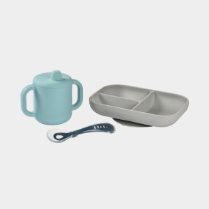 Estuche Aprendizaje Silicona + Taza Blue Beaba