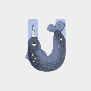 Letra U Azul Moulin Roty