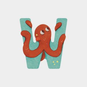 Letra W Azul Moulin Roty